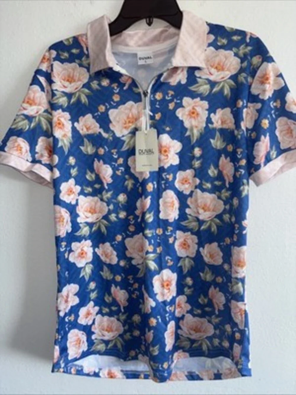 Duval Men's Blue Pink Floral Shirt and Shorts Set Elastic Waist Size Lg NEW